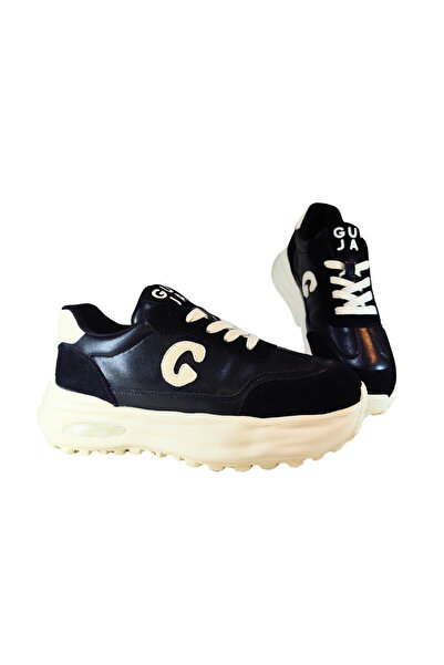 Guja حذاء رياضي نسائي من الجلد مزين بشعار ورباط للإغلاق، حذاء كاجوال