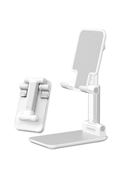 O Ozone حامل هاتف مكتبي قابل للطي وحامل لوحي باللون الأبيض