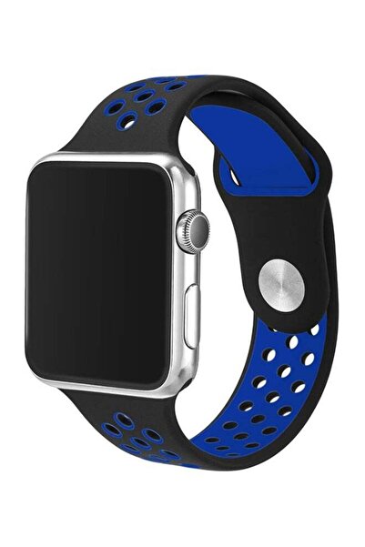 Generic Soft Silicone Replacement Band For 42mm Apple Watch Series 2/1/Sport Edition Black/Blue