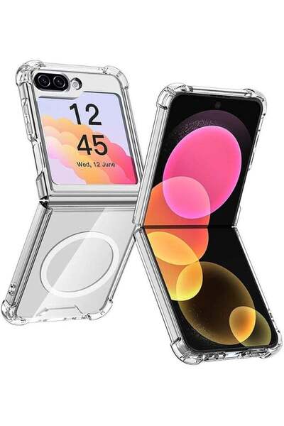 Generic غطاء خلفي شفاف يدعم الشحن اللاسلكي متوافق مع هاتف Samsung Z Flip 5