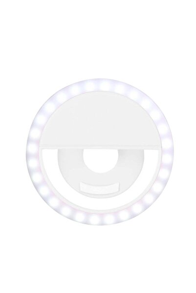 Generic مصباح LED لكاميرا السيلفي مع دائرة فلاش ومشبك للكاميرا للهواتف المحمولة والأجهزة اللوحية، باللون الأبيض