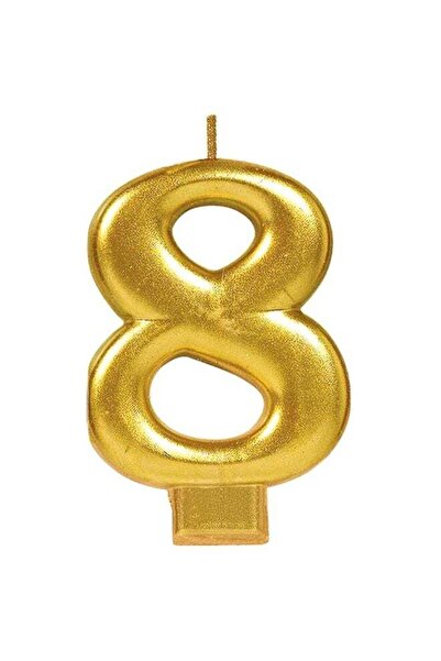 Party Centre 8 Numeral Metallic Moulded Candle