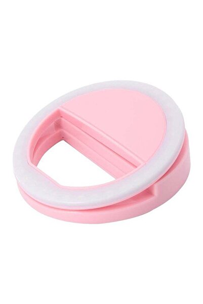 Generic Portable Selfie Light Ring Clip LED Flash Pink/White