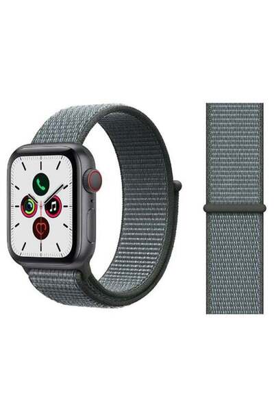 Perfii سوار بديل من النايلون لساعة Apple iWatch Series 5/4/3/2/1، رمادي عاصف