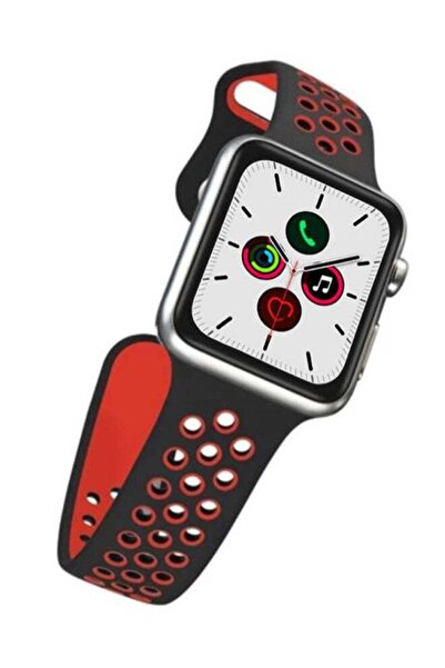 Perfii Dot Pattern Replacement Band For Apple iWatch Series 5/4/3/2/1 38-40mm Black/Red