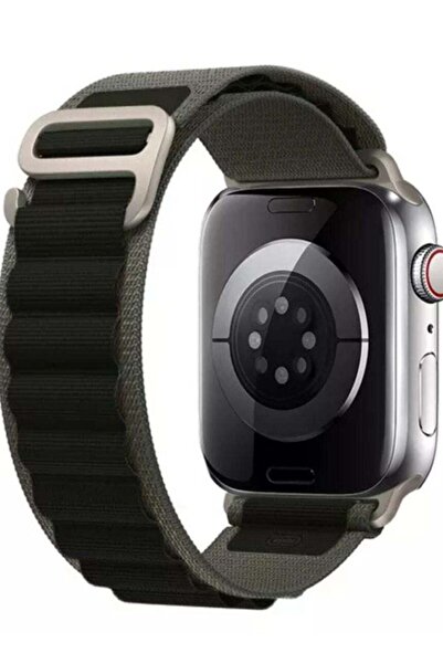 Generic سوار ساعة ابل الجديد زيتوني واسود مقاس 42