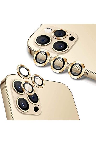 Theodor واقي شاشة كاميرا من الزجاج المقوى لهاتف iPhone 12 Pro Max باللون الذهبي