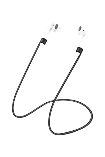 Generic حزام سيليكون مضاد للضياع لسماعات Apple AirPods باللون الأسود