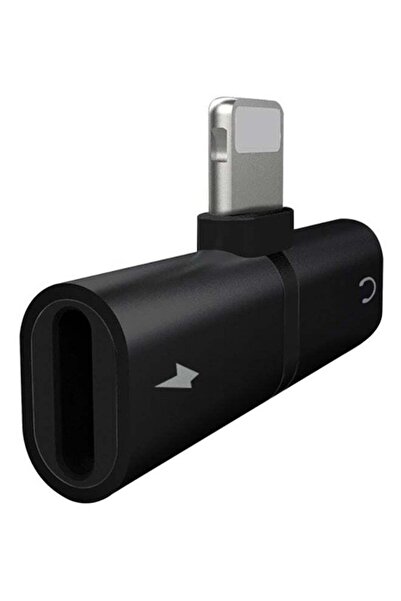Generic 2-In-1 Lightning Headphone Jack And Adapter Black
