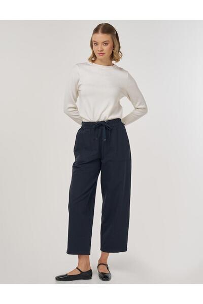 Kayra Παντελόνι Άνετο Κοψίματος με Τσέπες Τσάντας Ναυτικό Μπλε