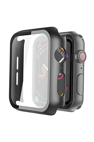 Techshare حافظة حماية مع واقي شاشة من الزجاج المقوى لساعة Apple Watch Series 4/5/6 مقاس 40 مم، لون أسود