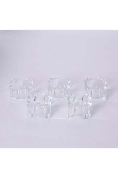 Home Box Tria 5-Piece Square-Shaped Tealight Holders Clear