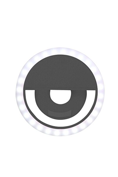 Generic مصباح LED لكاميرا السيلفي مع مشبك وميض دائري للهواتف المحمولة والأجهزة اللوحية، باللون الأسود