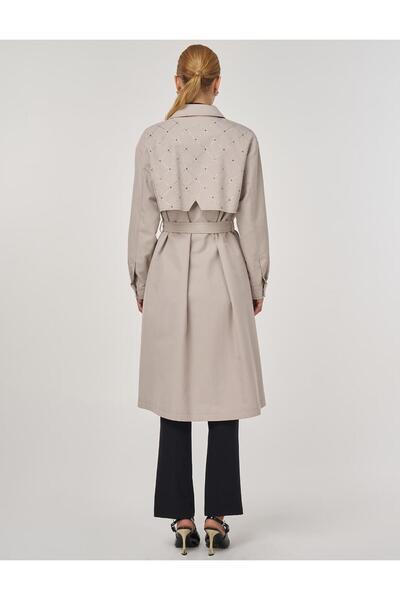 Kayra Hotfix Baskılı Trençkot Taş