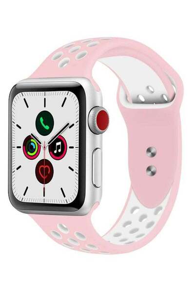 Perfii Dot Pattern Replacement Band For Apple iWatch Series 5/4/3/2/1 38-40mm Light Pink/White