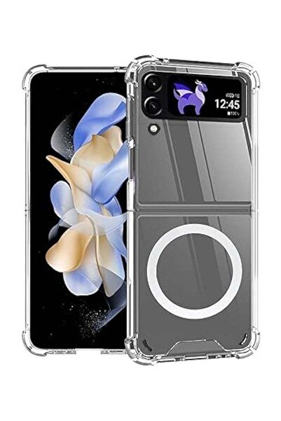 Generic غطاء خلفي شفاف يدعم الشحن اللاسلكي متوافق مع هاتف Samsung Z Flip 4