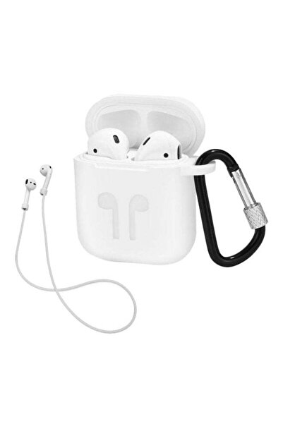 Generic Protective Case With Strap And Carabiner For Apple AirPods White