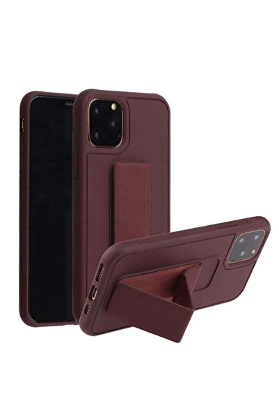 Generic Shockproof PC TPU Protective Case With Wristband Holder For Apple iPhone 12 Pro Max Coffee