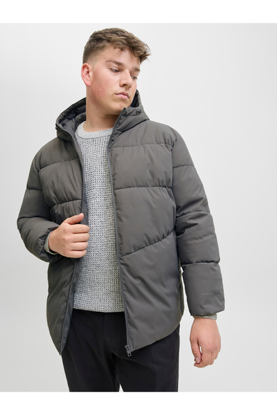 Jack & Jones Jack Jones Jjglobal Puffer Jacket Pls Men's Gray Plus Size Coat 12283873-05
