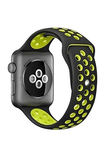 Generic Silicone Replacement Band For Apple iWatch Series 1, 2, 3 Black/Yellow