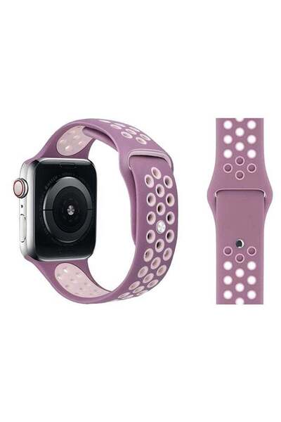 Perfii سوار بديل لساعة Apple Watch Series 6/SE/5/4/3/2/1 بلون بنفسجي خوخي ضبابي