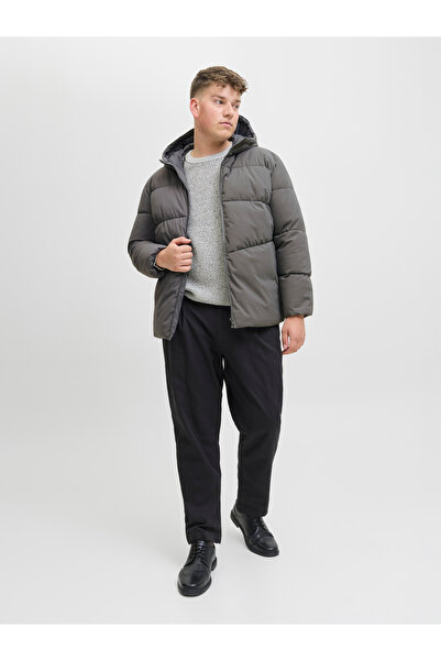 Jack & Jones Jack Jones Jjglobal Puffer Jacket Pls Men's Gray Plus Size Coat 12283873-05