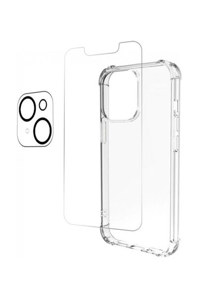 Margoun 3-Piece 3D Screen Gorilla Case Cover And Lens Protector For iPhone 13 Mini Clear