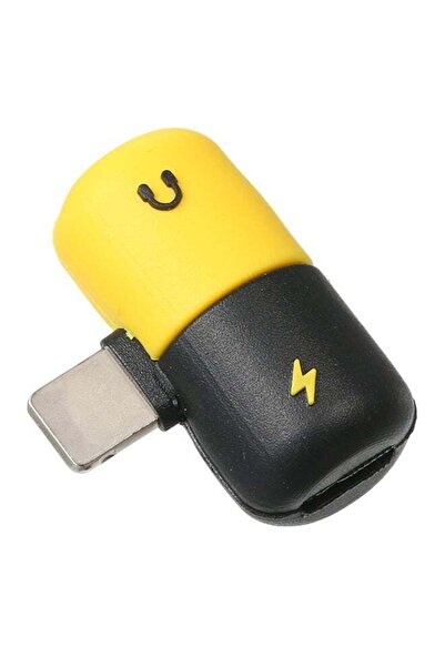 Generic 2-In-1 Mini Dual Lightning Splitter Adapter Black/Yellow