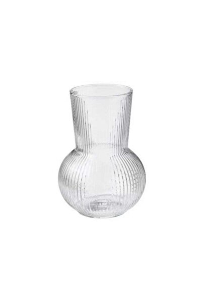 Generic مزهرية زجاجية شفافة 17 سم