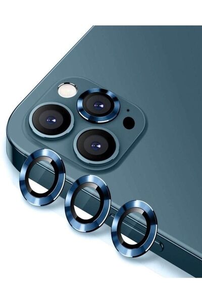 Generic Three-piece lens set compatible with iPhone 12 Pro/12 Pro Max, blue c...