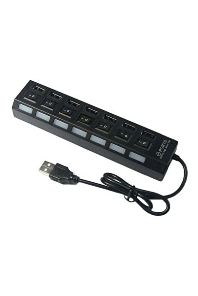 OEM موزع USB بـ 7 منافذ مع مفتاح أسود