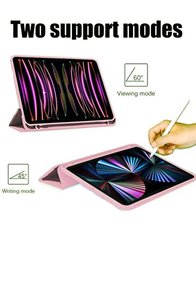 Generic Flip cover for Apple iPad Air 12.9 (2024) pink color with pen holder