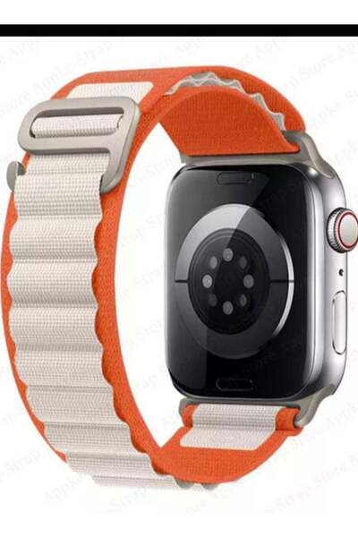 Generic The new Apple watch band orange and whitesize 49