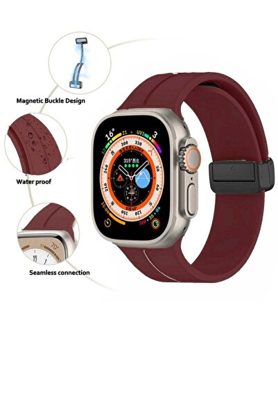 Generic Apple watch strap with magnetic closure size 49 burgundy color