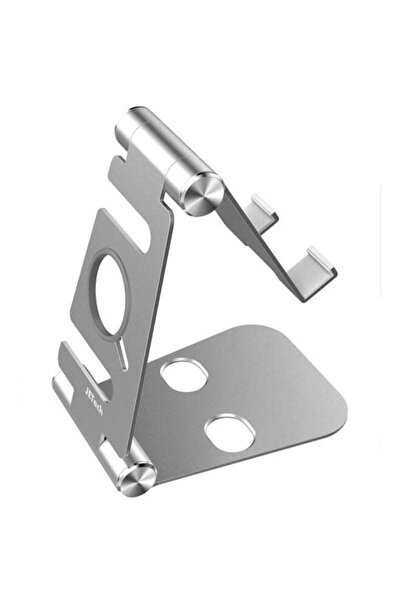 JETech حامل متعدد الزوايا قابل للطي من الألومنيوم للهواتف الذكية وساعة Apple Watch باللون الفضي