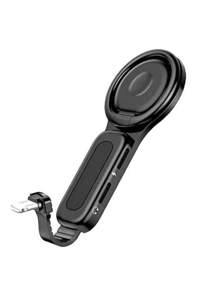 WOMDEE محول سماعة رأس 2 في 1 مع حامل حلقي أسود