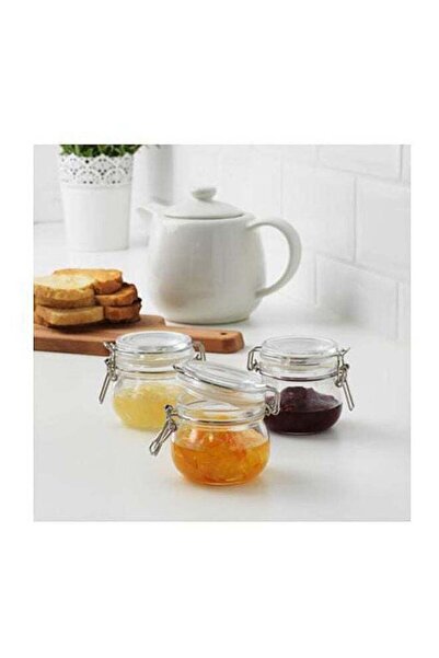 Generic برطمان مع غطاء، زجاج، 3 قطع، شفاف، 100 مل