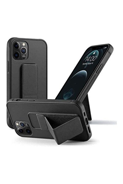 Generic 3 in 1 Magnetic Wrist Strap Hand Grip With Stand Case Cover For Apple iPhone 12 Pro Black