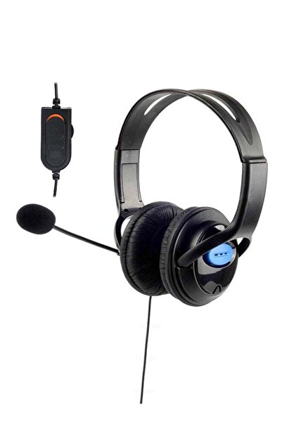 Generic سماعة رأس فاخرة مع ميكروفون وتحكم في مستوى الصوت لأجهزة تحكم بلاي ستيشن 4، لون أسود