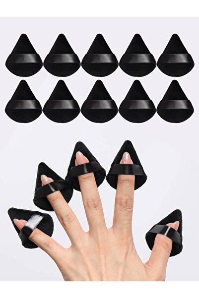 Choice3 10 قطع من إسفنجات البودرة المخملية على شكل مثلث باللون الأسود، إسفنجات ناعمة لمزج المكياج لتحديد الوجه والعين