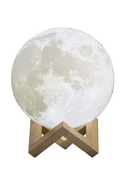 Generic 3D Printed LED Moon Light Lamp White/Yellow 15cm