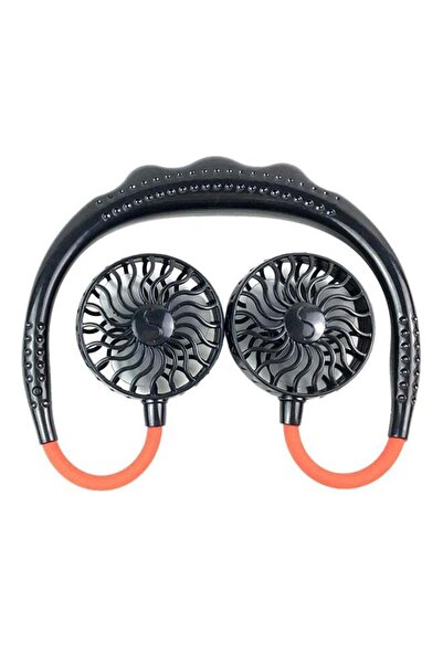 Generic مروحة يو إس بي صغيرة برأسين للرقبة FS035 باللون الأسود/البرتقالي