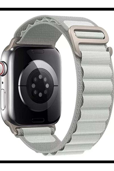 Generic سوار ساعة ابل من النايلون الفضي مقاس 45