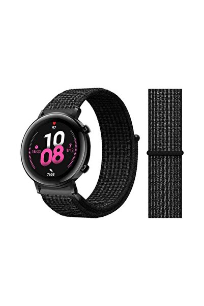 Perfii سوار بديل من النايلون لساعة هواوي GT 2، أسود بلاتيني