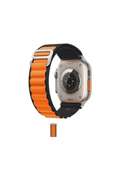 Generic Replacement band compatible with Apple Watch, size 45/49, black with orange