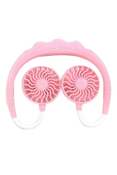 Generic مروحة يو إس بي صغيرة برأسين للرقبة FS034 وردية اللون