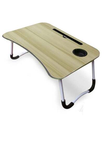 Generic طاولة كمبيوتر محمول قابلة للطي مع حامل أكواب وجهاز آيباد من الخشب الف...