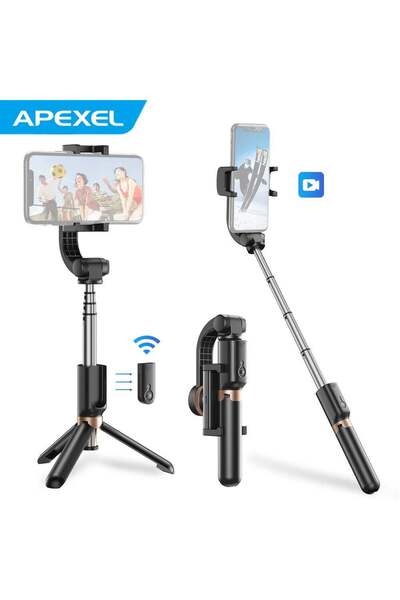 Generic Apexel APL-D6 4-Section Single Axis Handheld Gimbal Stabilizer Black