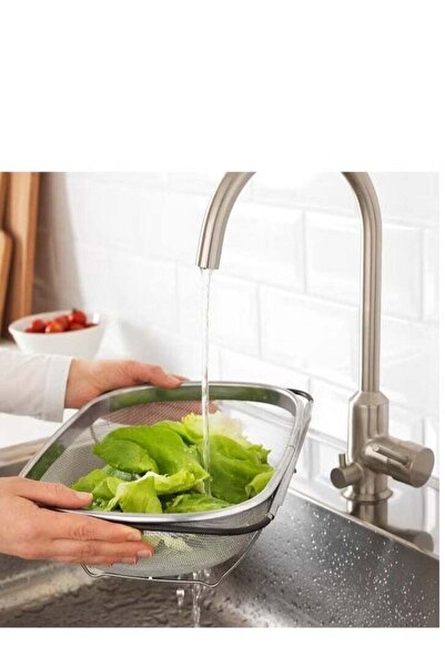Generic مصفاة غسيل الخضار والفواكه من الفولاذ المقاوم للصدأ باللون الفضي