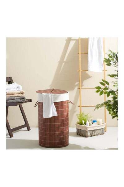Home Box Light Weight Stylish Compact And Space Saving 2-Section Foldable Laundry Basket With Lid Br